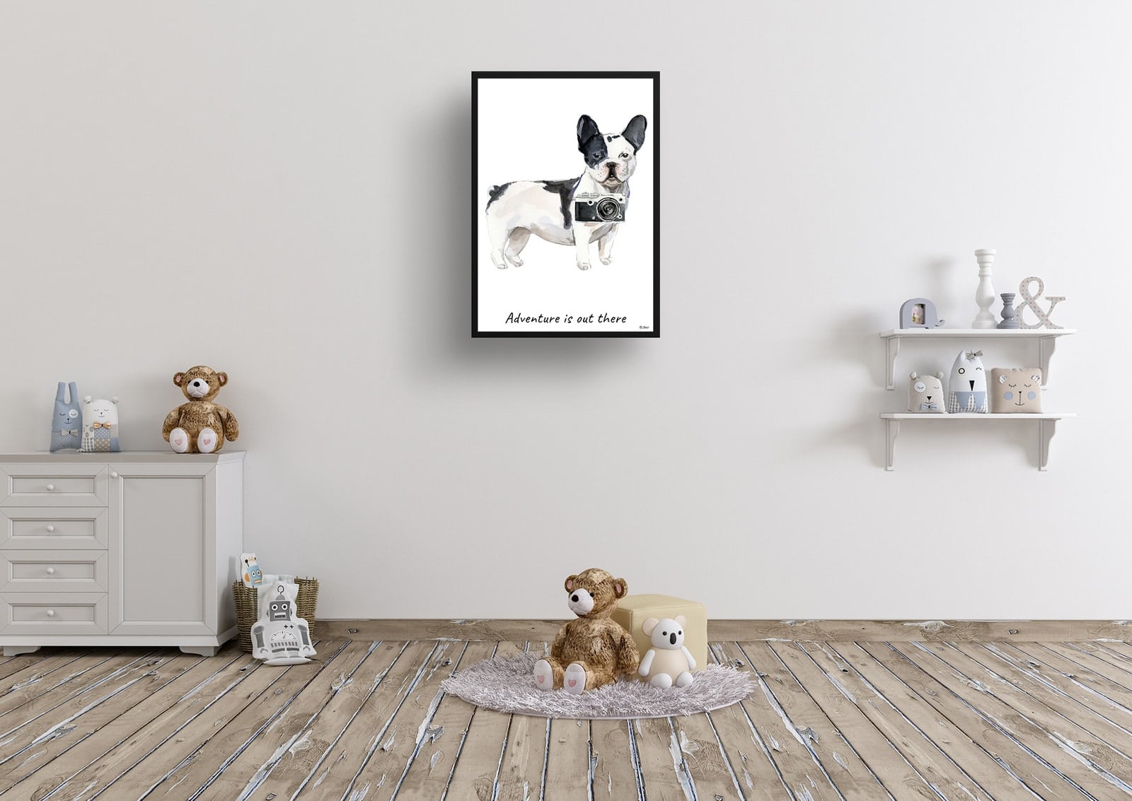 Adventure is out there Black&white French bulldog dog print illustration. Framed & un-framed wall art 8 Adventure is out there Black&white French bulldog dog print illustration. Framed & un-framed wall art - Image 6