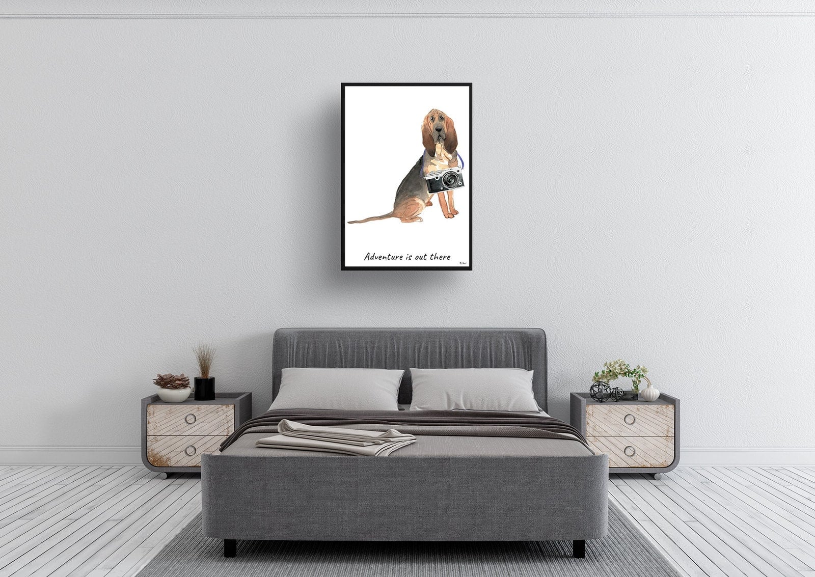 Adventure is out there BloodHound dog print illustration. Framed & un-framed wall art 6 Adventure is out there BloodHound dog print illustration. Framed & un-framed wall art - Image 4