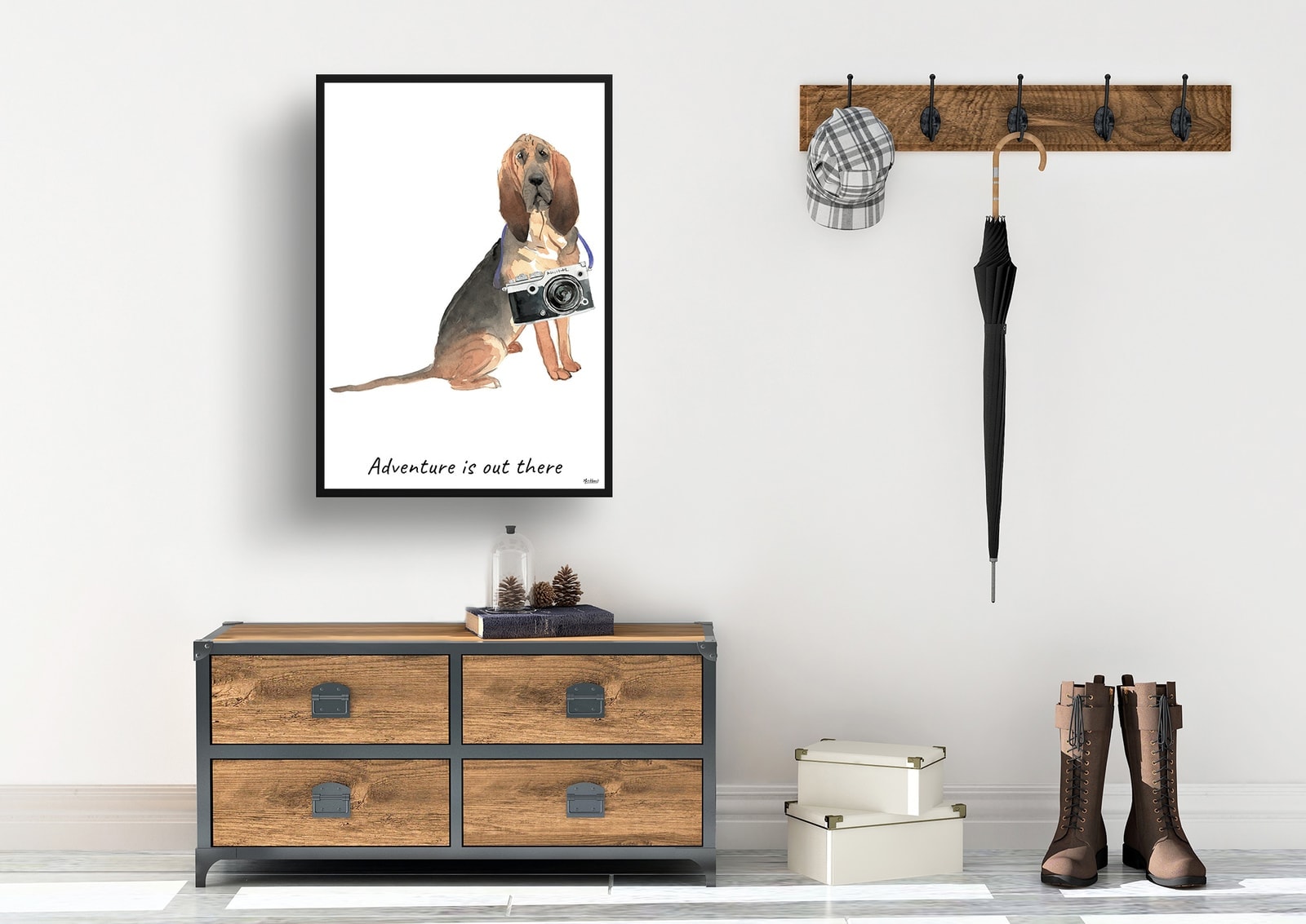 Adventure is out there BloodHound dog print illustration. Framed & un-framed wall art 7 Adventure is out there BloodHound dog print illustration. Framed & un-framed wall art - Image 5