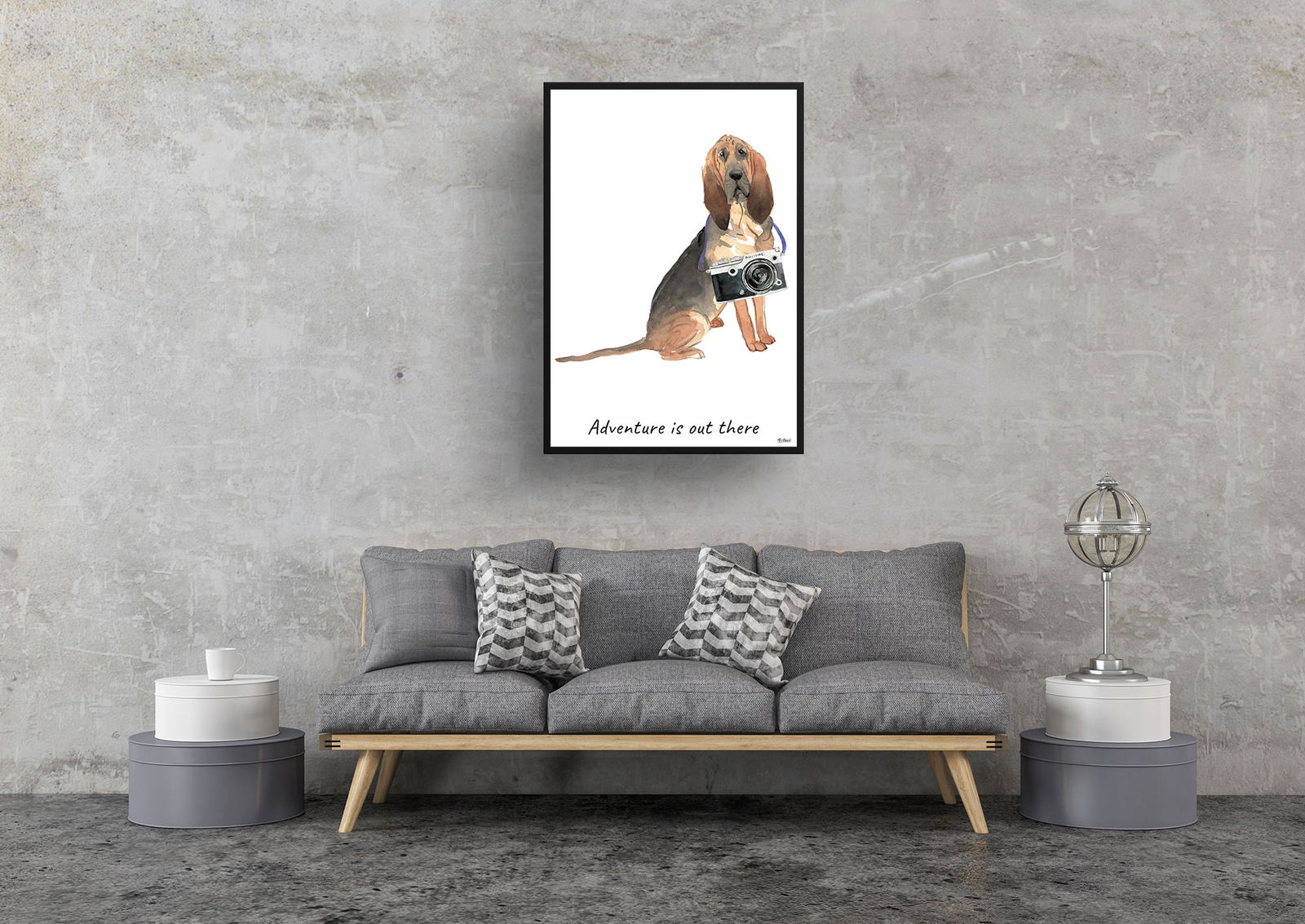 Adventure is out there BloodHound dog print illustration. Framed & un-framed wall art 9 Adventure is out there BloodHound dog print illustration. Framed & un-framed wall art - Image 7
