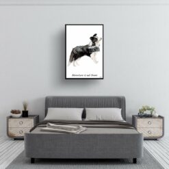 Adventure is out there Border Collie dog print illustration. Framed & un-framed wall art 10 adventure is out there portrait print border collie 28x40 bedroom
