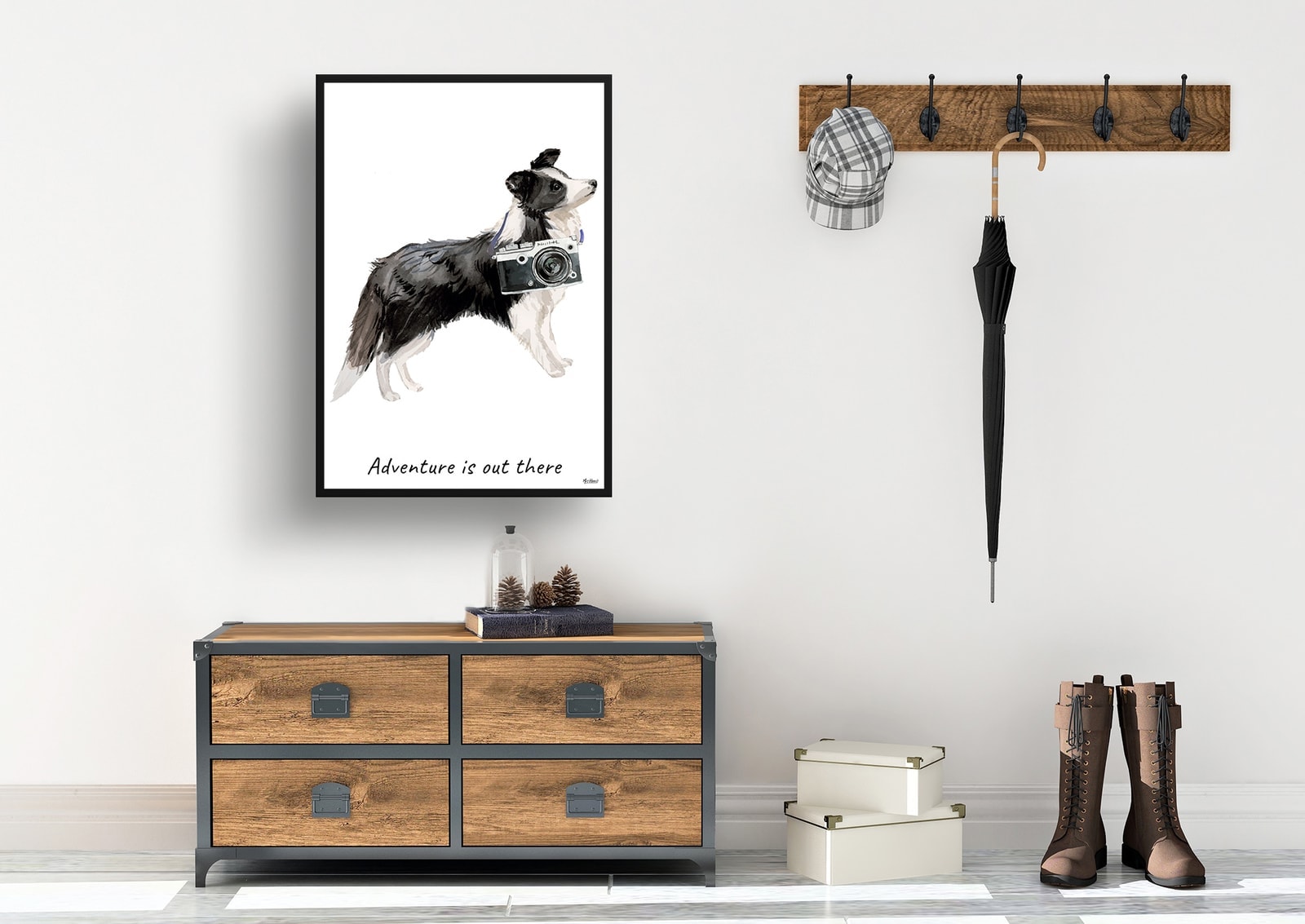 Adventure is out there Border Collie dog print illustration. Framed & un-framed wall art 5 Adventure is out there Border Collie dog print illustration. Framed & un-framed wall art - Image 4