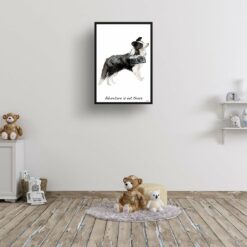 Adventure is out there Border Collie dog print illustration. Framed & un-framed wall art 12 adventure is out there portrait print border collie 28x40 kids room