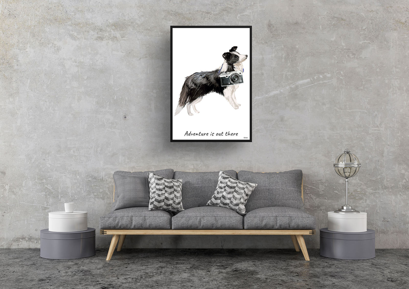 Adventure is out there Border Collie dog print illustration. Framed & un-framed wall art 2 Adventure is out there Border Collie dog print illustration. Framed & un-framed wall art