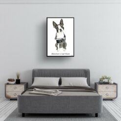 Adventure is out there Boston Terrier dog print illustration. Framed & un-framed wall art 13 adventure is out there portrait print boston terrier 28x40 bedroom