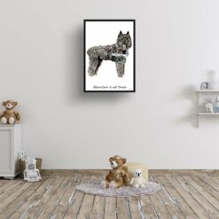 adventure is out there portrait print bouvier des flandres 28x40 kids room
