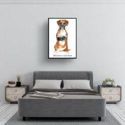 Adventure is out there Boxer dog print illustration. Framed & un-framed wall art 13 adventure is out there portrait print boxer 28x40 bedroom