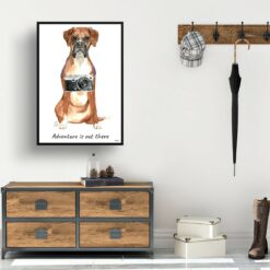 Adventure is out there Boxer dog print illustration. Framed & un-framed wall art 14 adventure is out there portrait print boxer 28x40 hall
