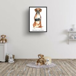 Adventure is out there Boxer dog print illustration. Framed & un-framed wall art 15 adventure is out there portrait print boxer 28x40 kids room