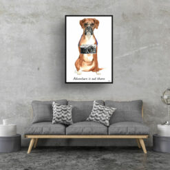 Adventure is out there Boxer dog print illustration. Framed & un-framed wall art 16 adventure is out there portrait print boxer 28x40 living room