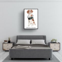 Adventure is out there Brittany dog print illustration. Framed & un-framed wall art 13 adventure is out there portrait print brittany 28x40 bedroom