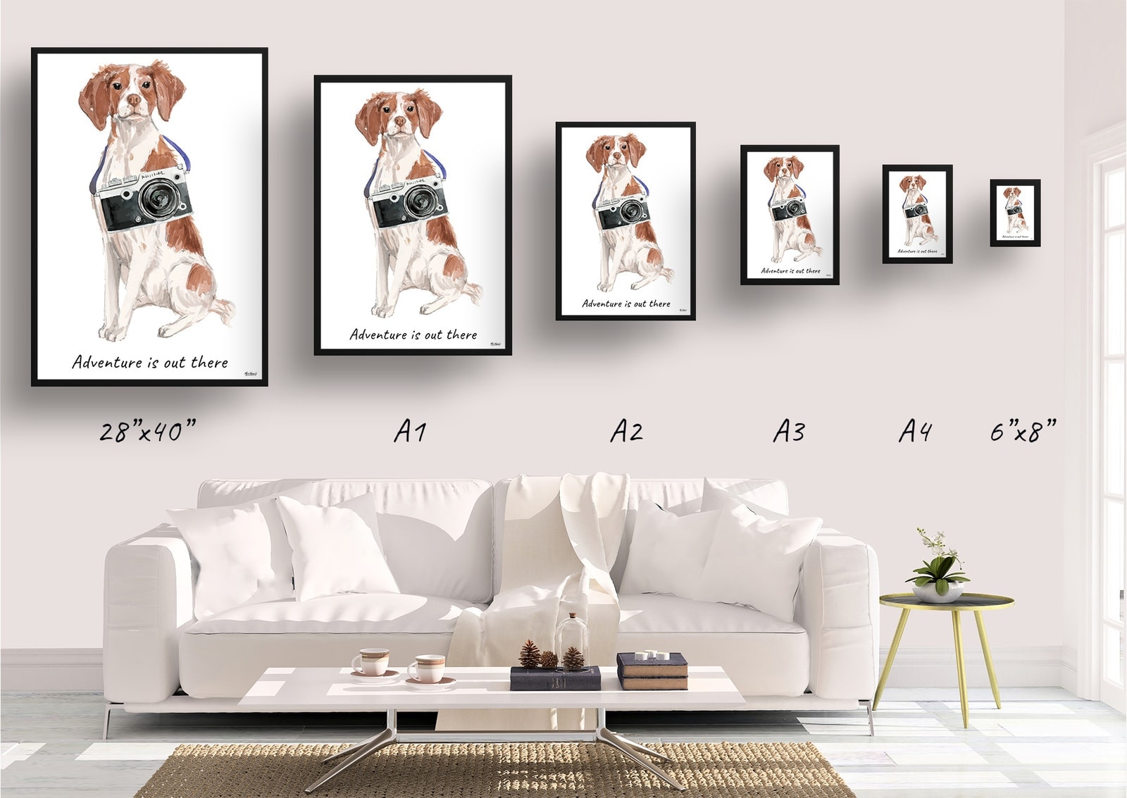Adventure is out there Brittany dog print illustration. Framed & un-framed wall art 4 Adventure is out there Brittany dog print illustration. Framed & un-framed wall art - Image 2