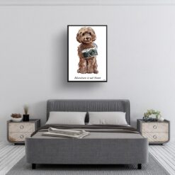 Adventure is out there Brown Cockapoo dog print illustration. Framed & un-framed wall art 13 adventure is out there portrait print brown cockapoo 28x40 bedroom