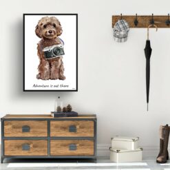 Adventure is out there Brown Cockapoo dog print illustration. Framed & un-framed wall art 14 adventure is out there portrait print brown cockapoo 28x40 hall