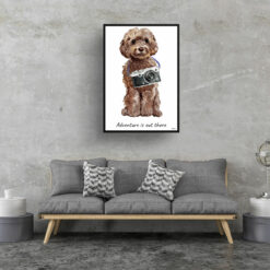 Adventure is out there Brown Cockapoo dog print illustration. Framed & un-framed wall art 16 adventure is out there portrait print brown cockapoo 28x40 living room
