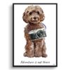 Adventure is out there Brown Cockapoo dog print illustration. Framed & un-framed wall art 2 adventure is out there portrait print brown cockapoo front view