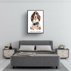 Adventure is out there Brown Cocker Spaniel dog print illustration. Framed & un-framed wall art 13 adventure is out there portrait print brown cocker spaniel 28x40 bedroom