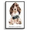 Adventure is out there Brown Cocker Spaniel dog print illustration. Framed & un-framed wall art 1 adventure is out there portrait print brown cocker spaniel front view