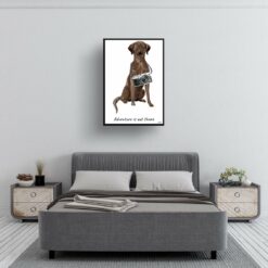 adventure is out there portrait print brown labrador retriever 28x40 bedroom