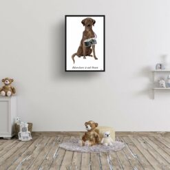 adventure is out there portrait print brown labrador retriever 28x40 kids room