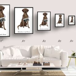 adventure is out there portrait print brown labrador retriever size comparison