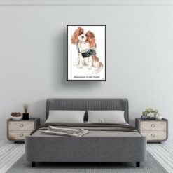 Adventure is out there Cavalier King Charles Spaniel dog print illustration. Framed & un-framed wall art 13 adventure is out there portrait print cavalier king charles spaniel 28x40 bedroom
