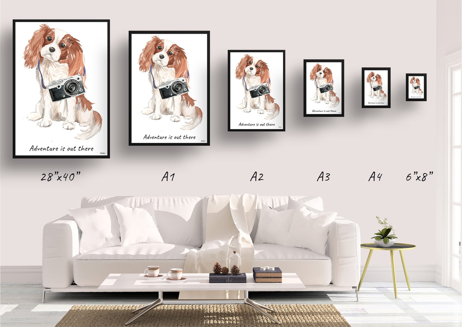 Adventure is out there Cavalier King Charles Spaniel dog print illustration. Framed & un-framed wall art 4 Adventure is out there Cavalier King Charles Spaniel dog print illustration. Framed & un-framed wall art - Image 2