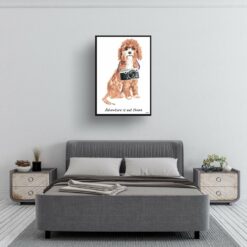 Adventure is out there Cavapoo dog print illustration. Framed & un-framed wall art 13 adventure is out there portrait print cavapoo 28x40 bedroom