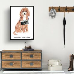 Adventure is out there Cavapoo dog print illustration. Framed & un-framed wall art 14 adventure is out there portrait print cavapoo 28x40 hall