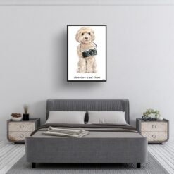 adventure is out there portrait print champagne cockapoo 28x40 bedroom
