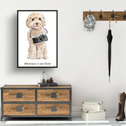 adventure is out there portrait print champagne cockapoo 28x40 hall