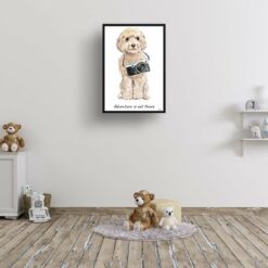 adventure is out there portrait print champagne cockapoo 28x40 kids room