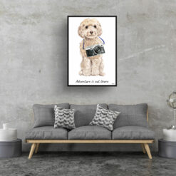 adventure is out there portrait print champagne cockapoo 28x40 living room