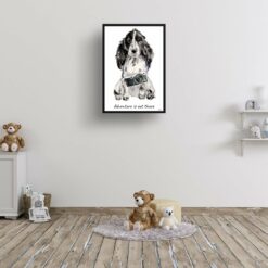 Adventure is out there Cocker Spaniel dog print illustration. Framed & un-framed wall art 15 adventure is out there portrait print cocker spaniel 28x40 kids room