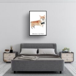 Adventure is out there Corgi dog print illustration. Framed & un-framed wall art 13 adventure is out there portrait print corgi 28x40 bedroom