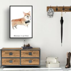 Adventure is out there Corgi dog print illustration. Framed & un-framed wall art 14 adventure is out there portrait print corgi 28x40 hall