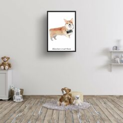 Adventure is out there Corgi dog print illustration. Framed & un-framed wall art 15 adventure is out there portrait print corgi 28x40 kids room