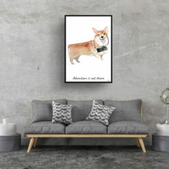 Adventure is out there Corgi dog print illustration. Framed & un-framed wall art 16 adventure is out there portrait print corgi 28x40 living room