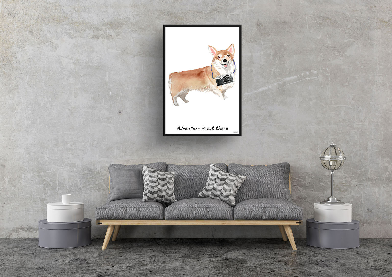Adventure is out there Corgi dog print illustration. Framed & un-framed wall art 9 Adventure is out there Corgi dog print illustration. Framed & un-framed wall art - Image 7
