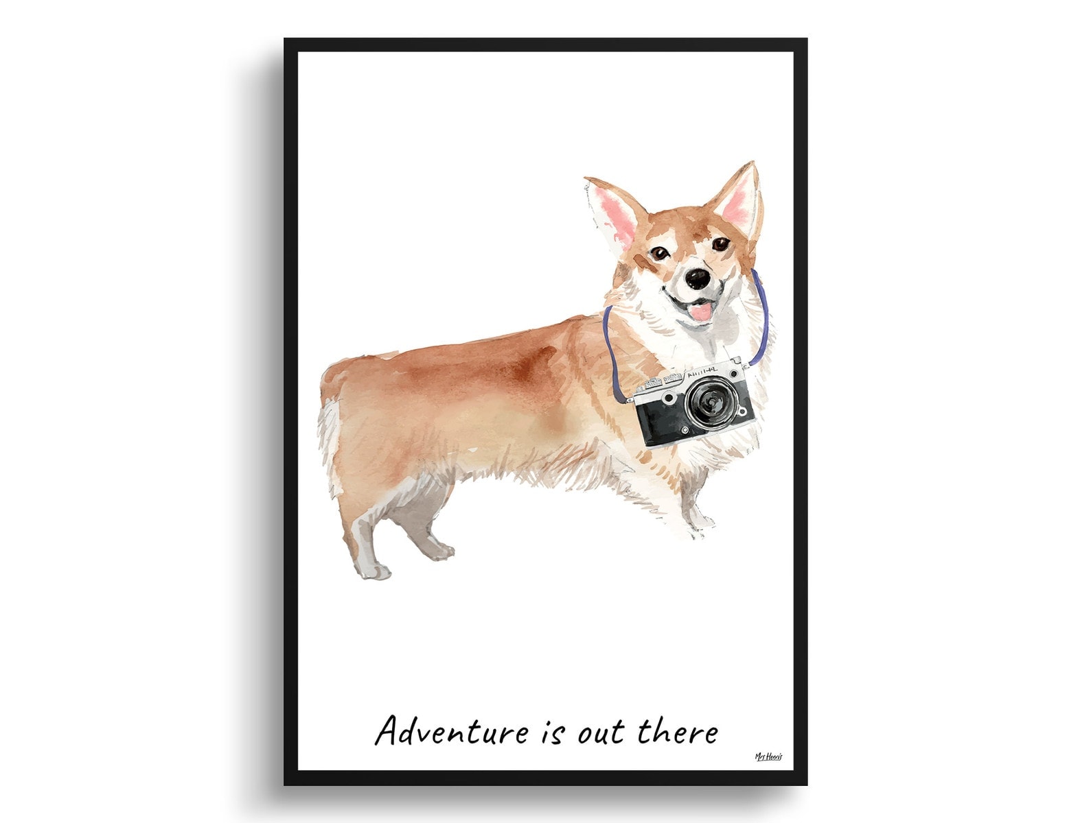 Adventure is out there Corgi dog print illustration. Framed & un-framed wall art 3 Adventure is out there Corgi dog print illustration. Framed & un-framed wall art