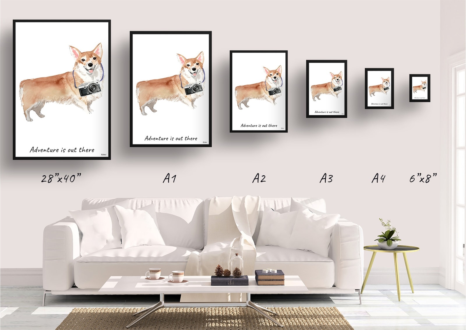 Adventure is out there Corgi dog print illustration. Framed & un-framed wall art 4 Adventure is out there Corgi dog print illustration. Framed & un-framed wall art - Image 2