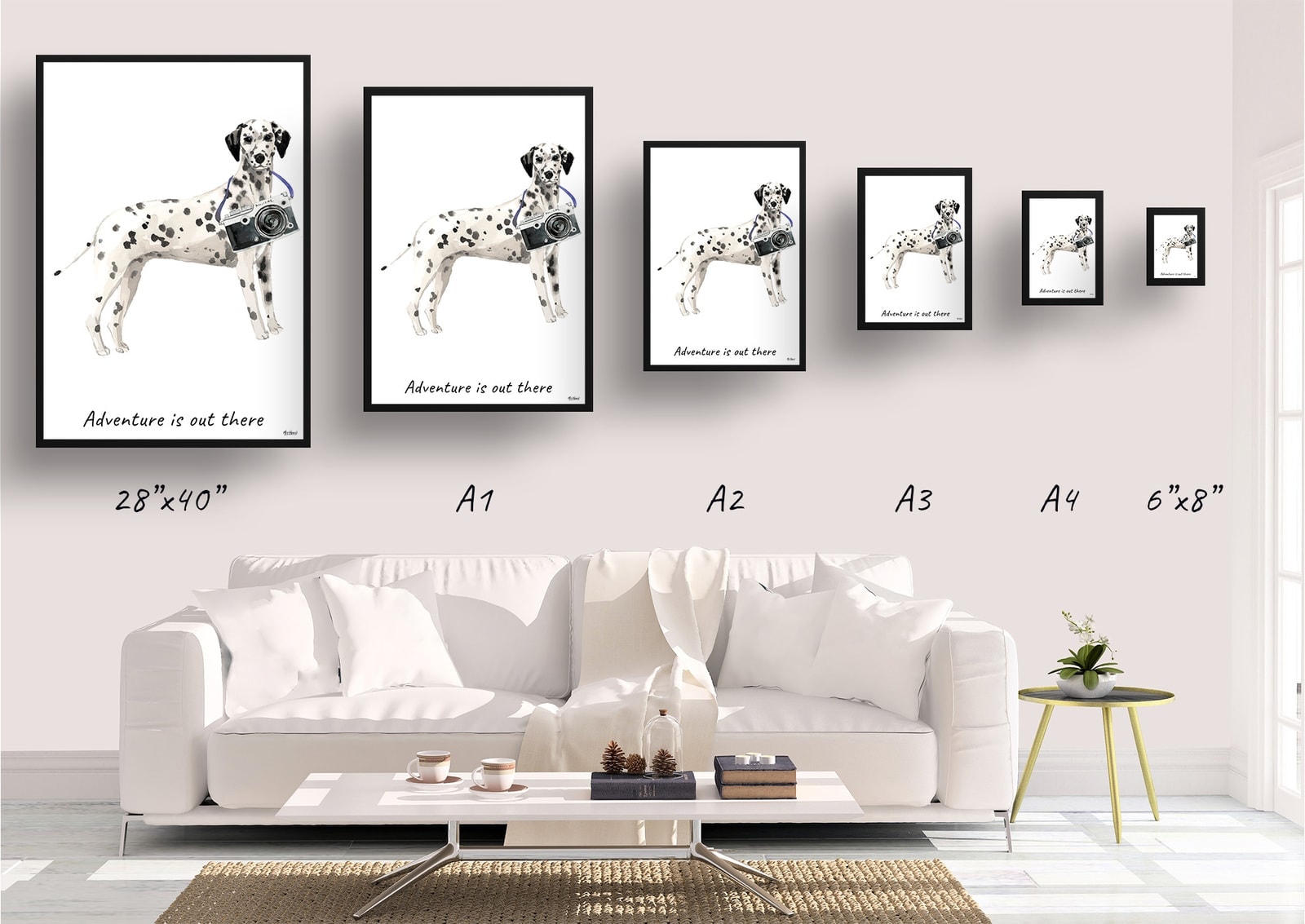 Adventure is out there Dalmatian dog print illustration. Framed & un-framed wall art 4 Adventure is out there Dalmatian dog print illustration. Framed & un-framed wall art - Image 2