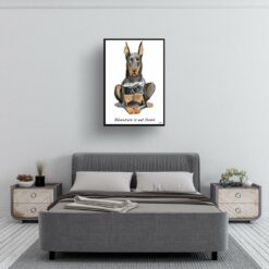 Adventure is out there Doberman dog print illustration. Framed & un-framed wall art 13 adventure is out there portrait print doberman 28x40 bedroom