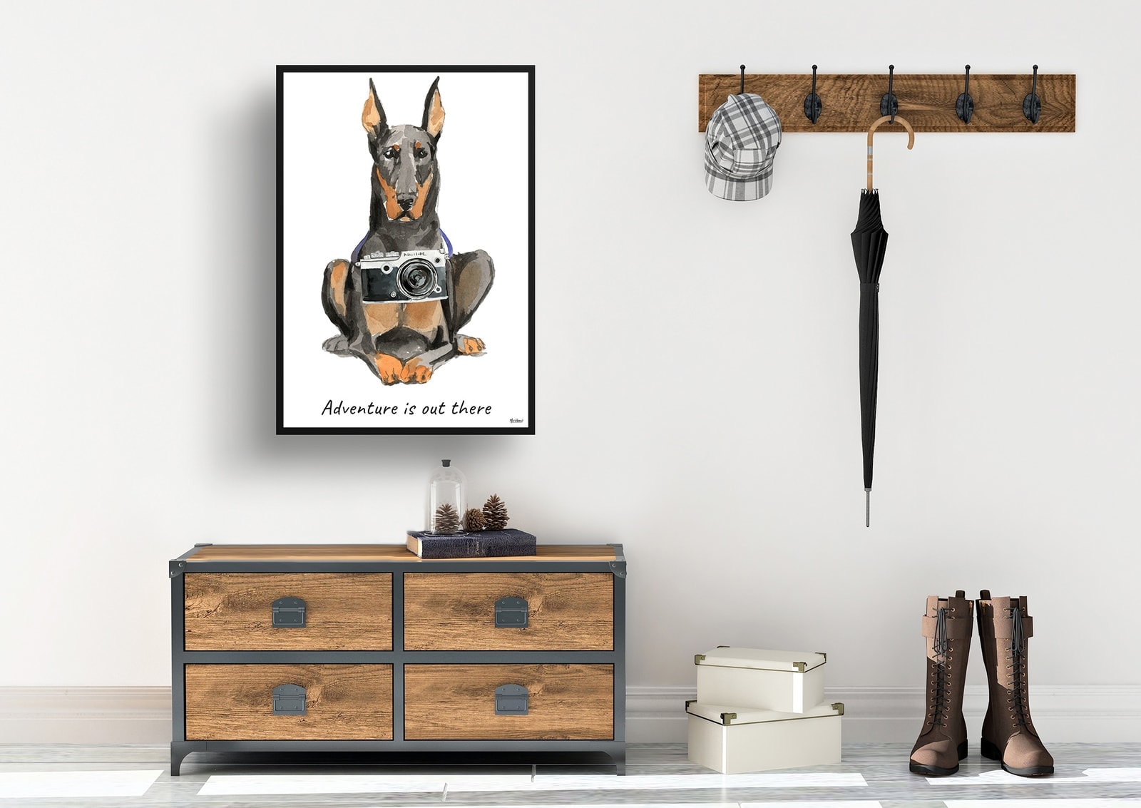 Adventure is out there Doberman dog print illustration. Framed & un-framed wall art 7 Adventure is out there Doberman dog print illustration. Framed & un-framed wall art - Image 5