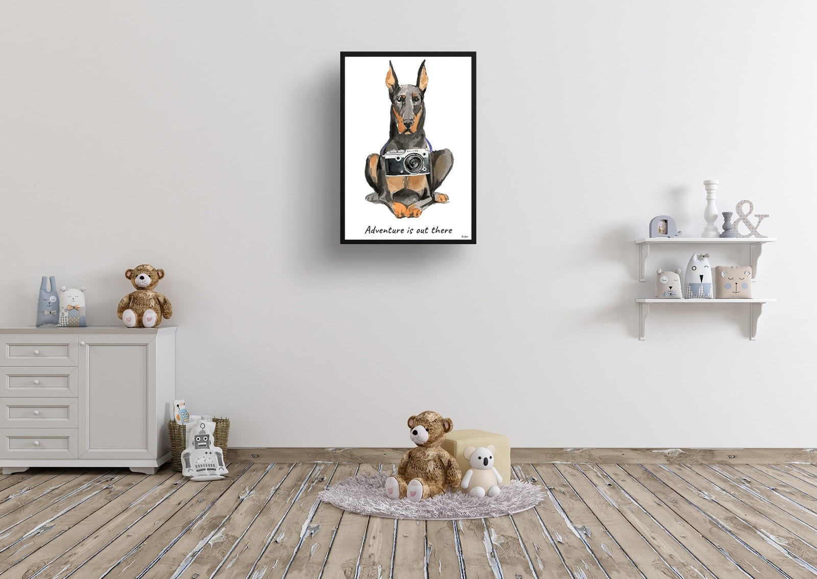 Adventure is out there Doberman dog print illustration. Framed & un-framed wall art 8 Adventure is out there Doberman dog print illustration. Framed & un-framed wall art - Image 6