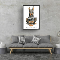 Adventure is out there Doberman dog print illustration. Framed & un-framed wall art 16 adventure is out there portrait print doberman 28x40 living room