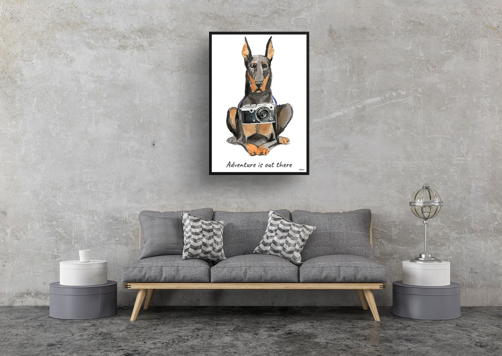 Adventure is out there Doberman dog print illustration. Framed & un-framed wall art 9 Adventure is out there Doberman dog print illustration. Framed & un-framed wall art - Image 7