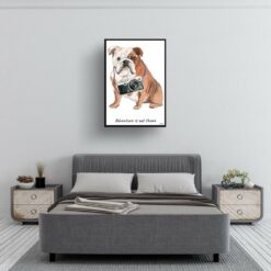 adventure is out there portrait print english bulldog 28x40 bedroom