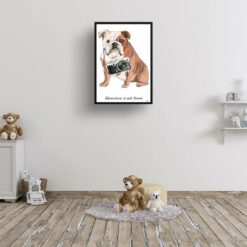 adventure is out there portrait print english bulldog 28x40 kids room