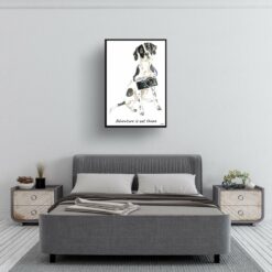 Adventure is out there English Pointer dog print illustration. Framed & un-framed wall art 13 adventure is out there portrait print english pointer 28x40 bedroom